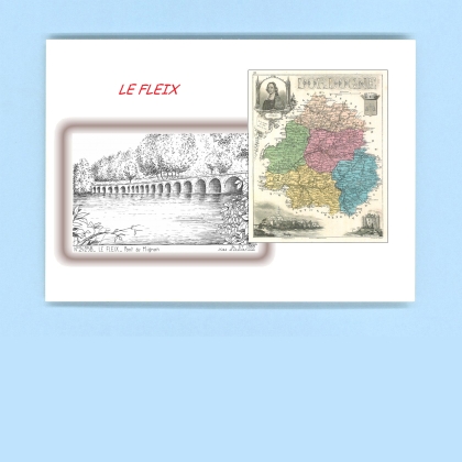 Cartes Postales impression Noir avec dpartement sur la ville de LE FLEIX Titre : pont du mignon