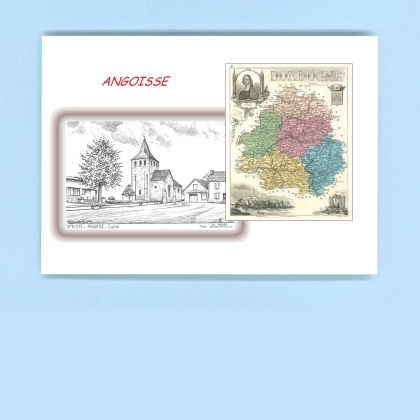 Cartes Postales impression Noir avec dpartement sur la ville de ANGOISSE Titre : eglise