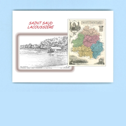 Cartes Postales impression Noir avec dpartement sur la ville de ST SAUD LACOUSSIERE Titre : le grand etang