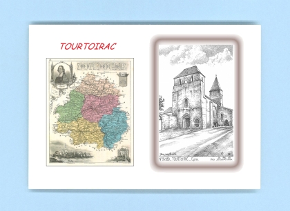 Cartes Postales impression Noir avec dpartement sur la ville de TOURTOIRAC Titre : eglise