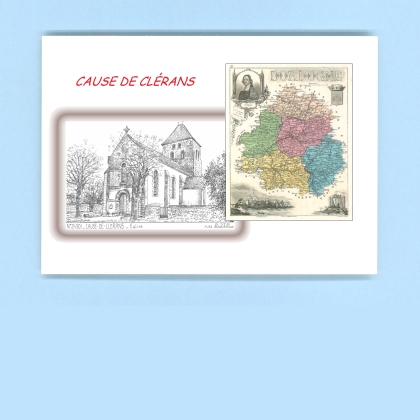 Cartes Postales impression Noir avec dpartement sur la ville de CAUSE DE CLERANS Titre : eglise
