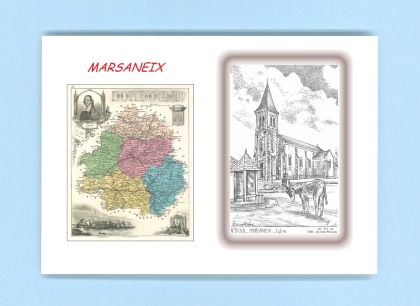 Cartes Postales impression Noir avec dpartement sur la ville de MARSANEIX Titre : eglise