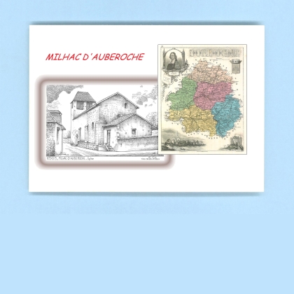 Cartes Postales impression Noir avec dpartement sur la ville de MILHAC D AUBEROCHE Titre : eglise