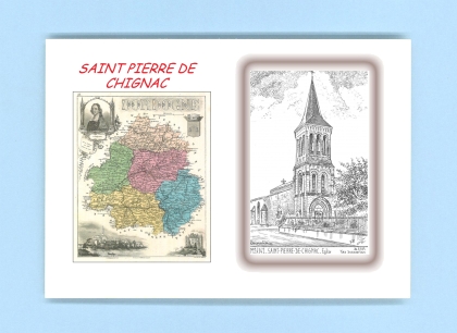 Cartes Postales impression Noir avec dpartement sur la ville de ST PIERRE DE CHIGNAC Titre : eglise