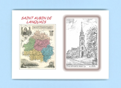 Cartes Postales impression Noir avec dpartement sur la ville de ST AUBIN DE LANQUAIS Titre : eglise