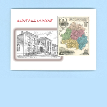 Cartes Postales impression Noir avec dpartement sur la ville de ST PAUL LA ROCHE Titre : mairie