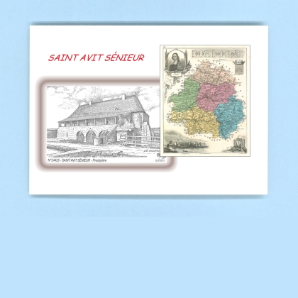 Cartes Postales impression Noir avec dpartement sur la ville de ST AVIT SENIEUR Titre : presbytere