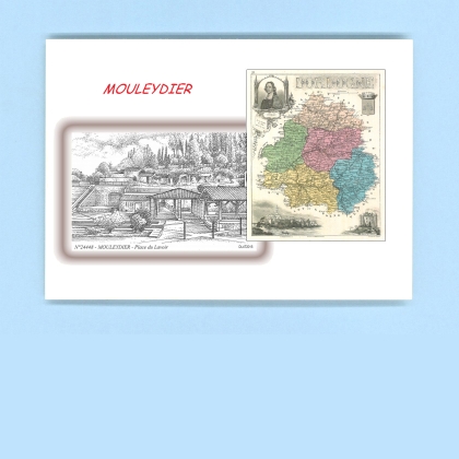 Cartes Postales impression Noir avec dpartement sur la ville de MOULEYDIER Titre : place du lavoir