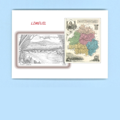 Cartes Postales impression Noir avec dpartement sur la ville de LIMEUIL Titre : 