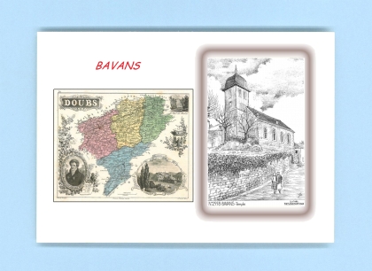 Cartes Postales impression Noir avec dpartement sur la ville de BAVANS Titre : temple