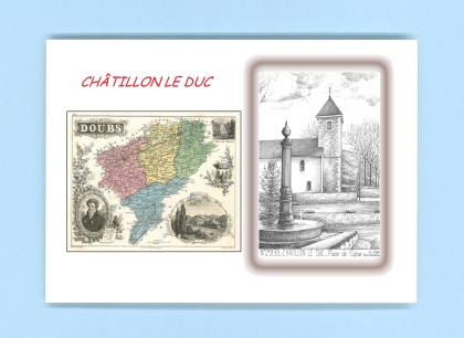 Cartes Postales impression Noir avec dpartement sur la ville de CHATILLON LE DUC Titre : place de l eglise