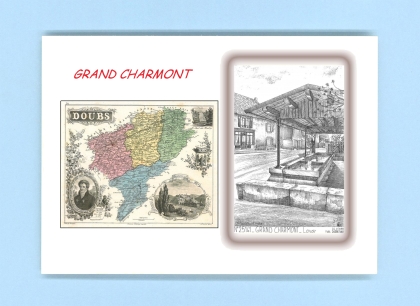 Cartes Postales impression Noir avec dpartement sur la ville de GRAND CHARMONT Titre : lavoir