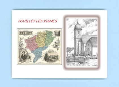 Cartes Postales impression Noir avec dpartement sur la ville de POUILLEY LES VIGNES Titre : eglise