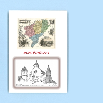 Cartes Postales impression Noir avec dpartement sur la ville de MONTECHEROUX Titre : les 3 clochers et les pinces