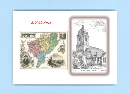 Cartes Postales impression Noir avec dpartement sur la ville de BOUCLANS Titre : eglise