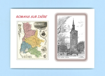 Cartes Postales impression Noir avec dpartement sur la ville de ROMANS SUR ISERE Titre : jacquemart