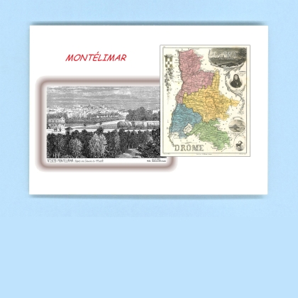 Cartes Postales impression Noir avec dpartement sur la ville de MONTELIMAR Titre : vue