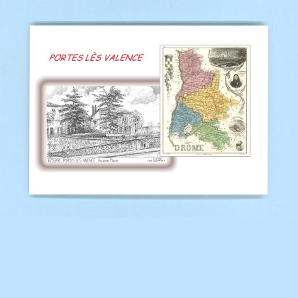 Cartes Postales impression Noir avec dpartement sur la ville de PORTES LES VALENCE Titre : ancienne mairie