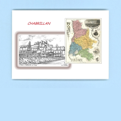 Cartes Postales impression Noir avec dpartement sur la ville de CHABRILLAN Titre : le village