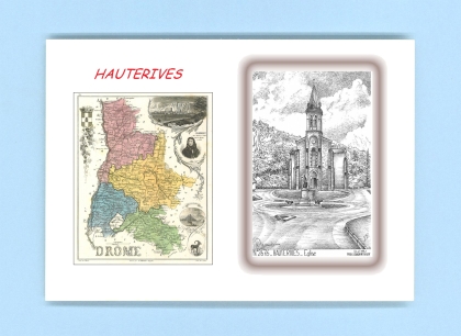 Cartes Postales impression Noir avec dpartement sur la ville de HAUTERIVES Titre : eglise