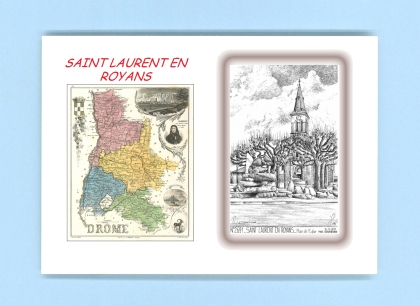 Cartes Postales impression Noir avec dpartement sur la ville de ST LAURENT EN ROYANS Titre : place de l eglise