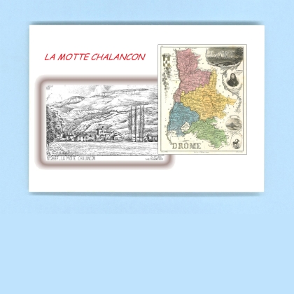 Cartes Postales impression Noir avec dpartement sur la ville de LA MOTTE CHALANCON Titre : vue