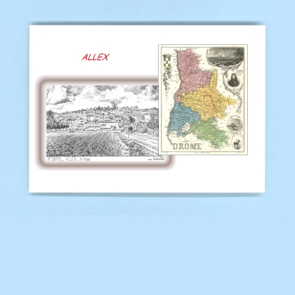 Cartes Postales impression Noir avec dpartement sur la ville de ALLEX Titre : village