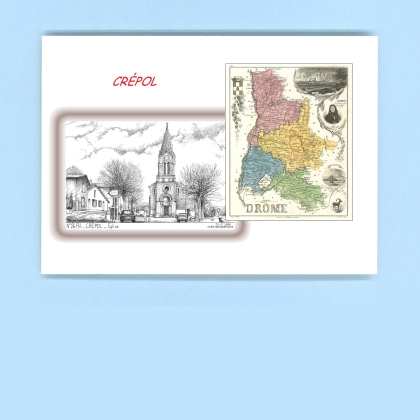 Cartes Postales impression Noir avec dpartement sur la ville de CREPOL Titre : eglise
