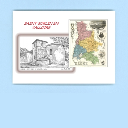 Cartes Postales impression Noir avec dpartement sur la ville de ST SORLIN EN VALLOIRE Titre : eglise