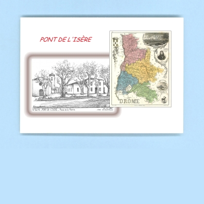 Cartes Postales impression Noir avec dpartement sur la ville de PONT DE L ISERE Titre : place de la mairie