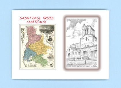 Cartes Postales impression Noir avec dpartement sur la ville de ST PAUL TROIS CHATEAUX Titre : cathedrale