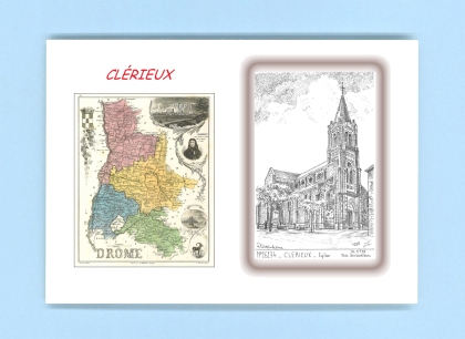 Cartes Postales impression Noir avec dpartement sur la ville de CLERIEUX Titre : eglise