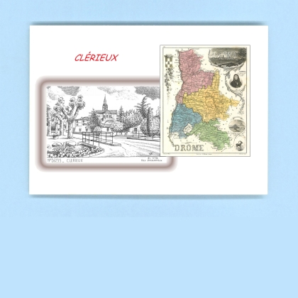 Cartes Postales impression Noir avec dpartement sur la ville de CLERIEUX Titre : vue