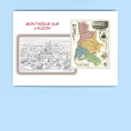 Cartes Postales impression Noir avec dpartement sur la ville de MONTSEGUR SUR LAUZON Titre : vue