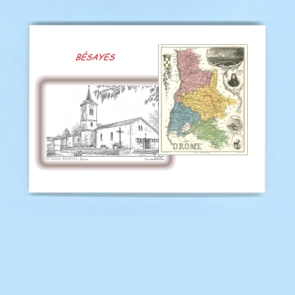 Cartes Postales impression Noir avec dpartement sur la ville de BESAYES Titre : eglise