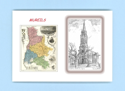 Cartes Postales impression Noir avec dpartement sur la ville de MUREILS Titre : eglise
