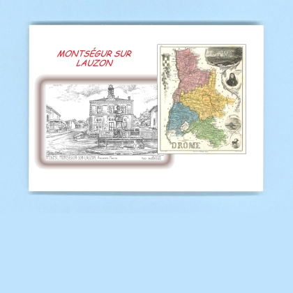 Cartes Postales impression Noir avec dpartement sur la ville de MONTSEGUR SUR LAUZON Titre : ancienne mairie