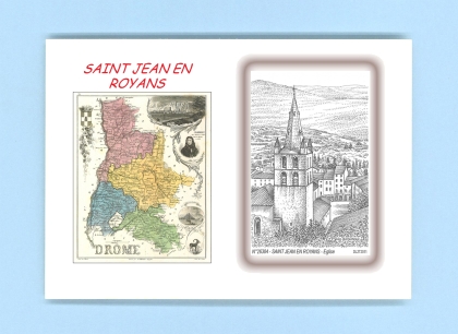 Cartes Postales impression Noir avec dpartement sur la ville de ST JEAN EN ROYANS Titre : eglise