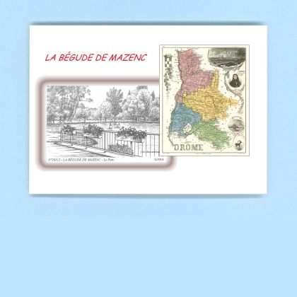 Cartes Postales impression Noir avec dpartement sur la ville de LA BEGUDE DE MAZENC Titre : le parc