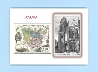 Cartes Postales impression Noir avec dpartement sur la ville de GISORS Titre : eglise st gervais st protais