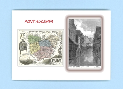 Cartes Postales impression Noir avec dpartement sur la ville de PONT AUDEMER Titre : vue