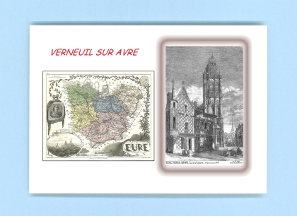 Cartes Postales impression Noir avec dpartement sur la ville de VERNEUIL SUR AVRE Titre : tour de la madeleine