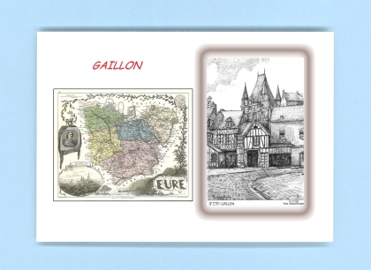 Cartes Postales impression Noir avec dpartement sur la ville de GAILLON Titre : vue