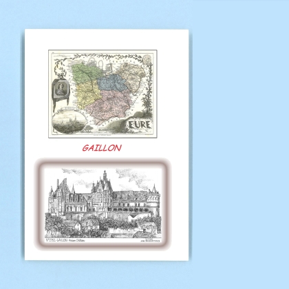 Cartes Postales impression Noir avec dpartement sur la ville de GAILLON Titre : ancien chateau
