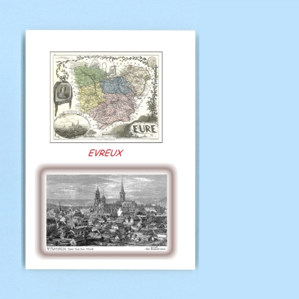 Cartes Postales impression Noir avec dpartement sur la ville de EVREUX Titre : vue