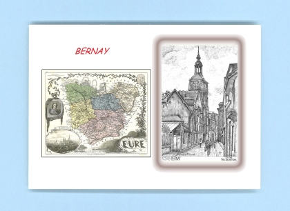 Cartes Postales impression Noir avec dpartement sur la ville de BERNAY Titre : vue