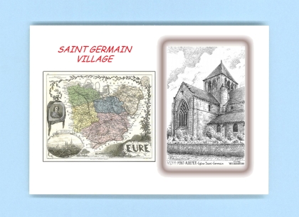 Cartes Postales impression Noir avec dpartement sur la ville de ST GERMAIN VILLAGE Titre : eglise