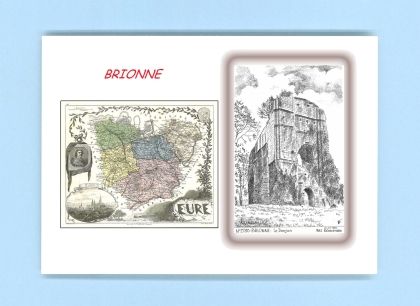 Cartes Postales impression Noir avec dpartement sur la ville de BRIONNE Titre : le donjon