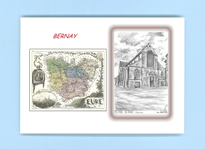 Cartes Postales impression Noir avec dpartement sur la ville de BERNAY Titre : abbatiale