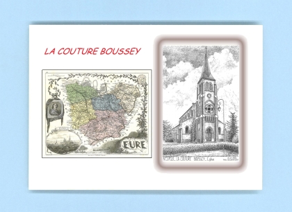 Cartes Postales impression Noir avec dpartement sur la ville de LA COUTURE BOUSSEY Titre : eglise